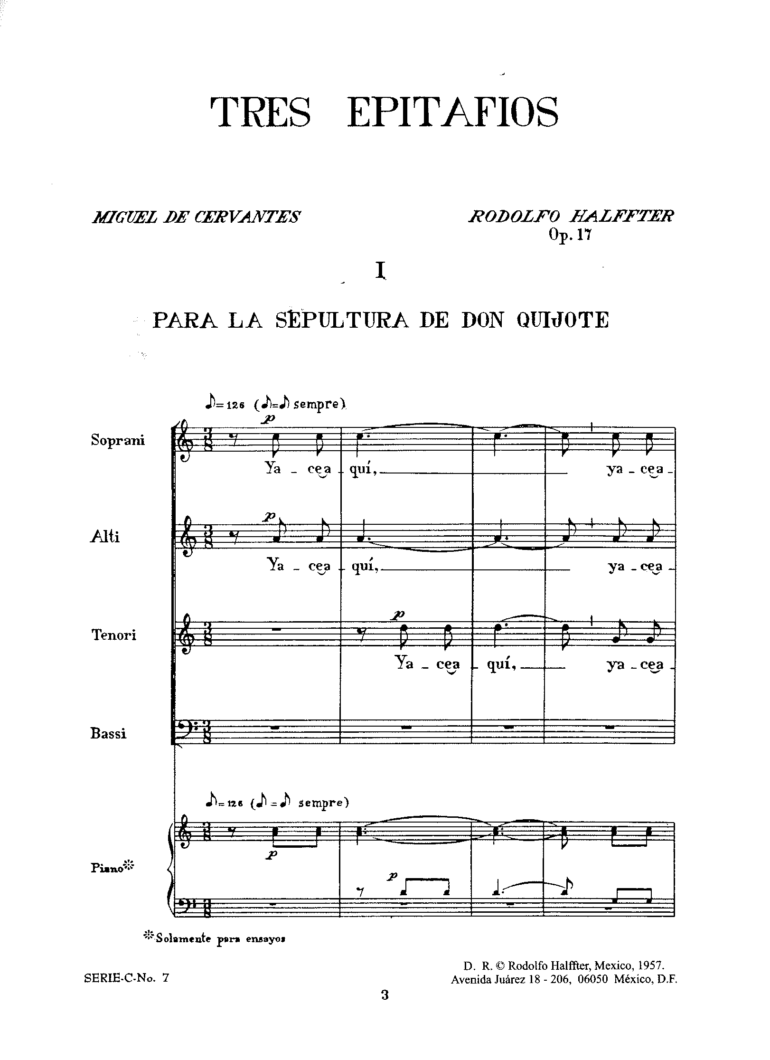 Tres epitafios [coro a capella] | Rodolfo Halffter P1