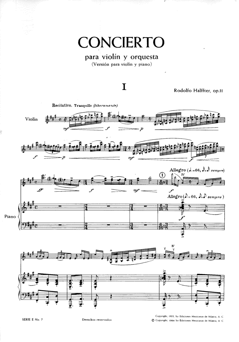 Concierto para violín [violin & piano] | Rodolfo Halffter P1