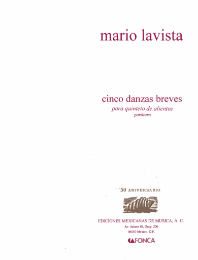 Cinco danzas breves [quinteto de alientos] | Mario Lavista