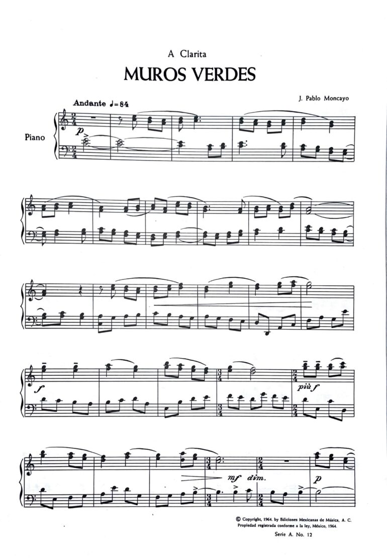 Muros Verdes [piano] | José Pablo Moncayo P1