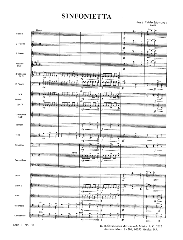 Sinfonietta [orquesta] | José Pablo Moncayo P1