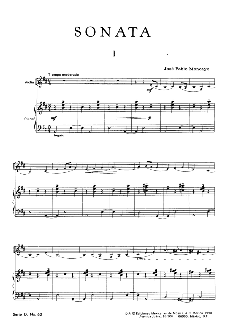 Sonata [violín y piano] | José Pablo Moncayo P1