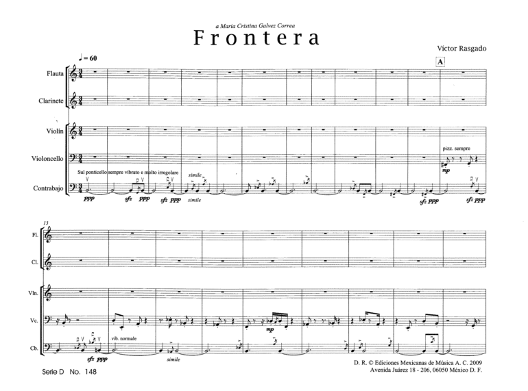 Frontera [flautas, clarinetes, violín, violoncello, contrabajo] | Víctor Rasgado P1