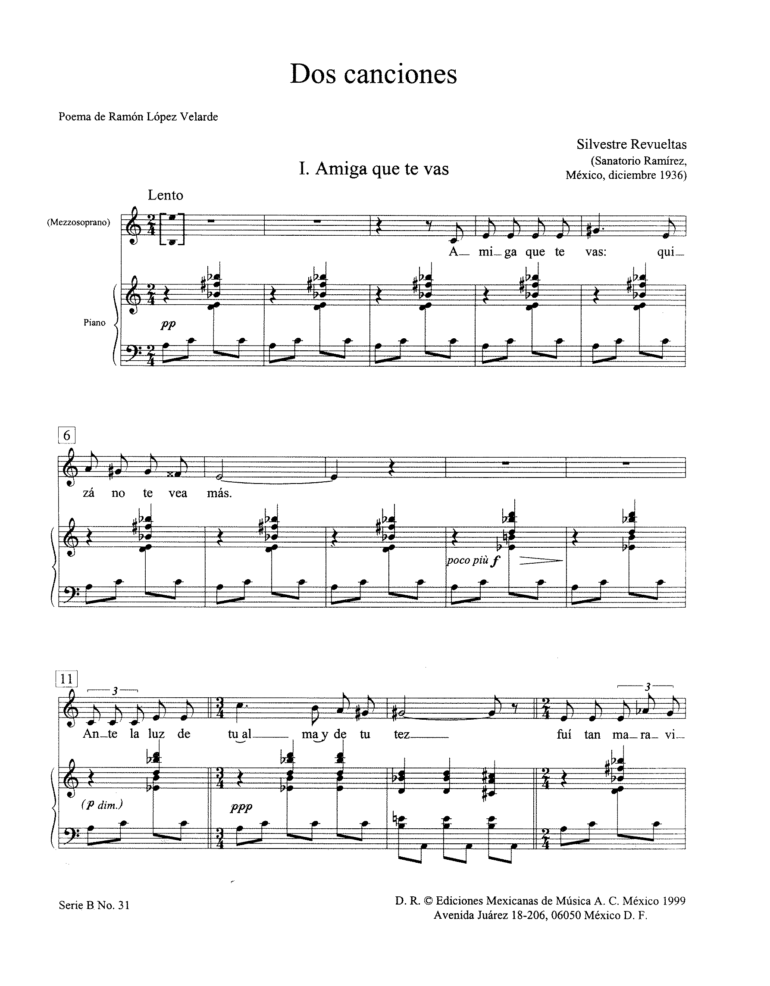 Dos canciones [canto & piano] | Silvestre Revueltas P1