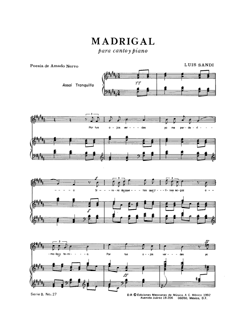 Madrigal [canto & piano] | Luis Sandi P1