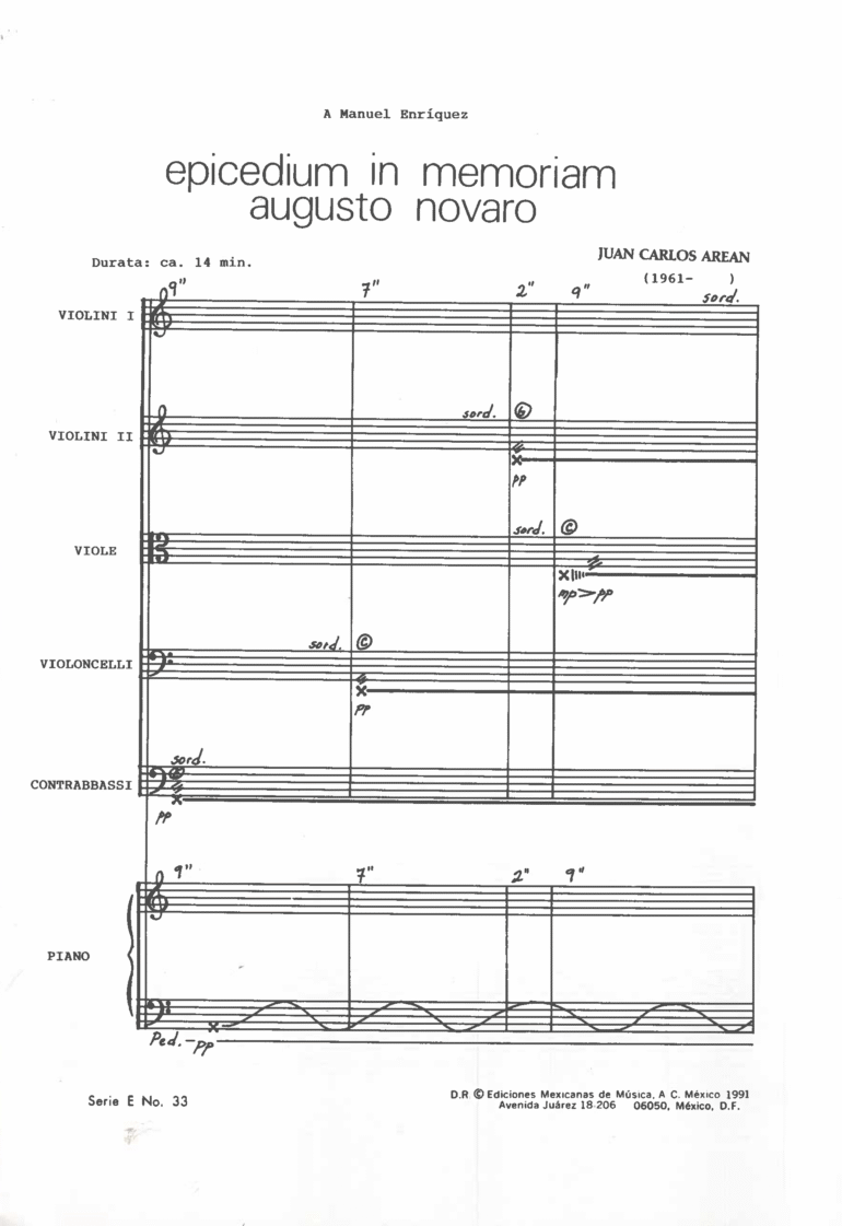 Epicedium in memoriam Augusto Novaro [Cuerdas y Piano] | Juan Carlos Arean - Imagen 2