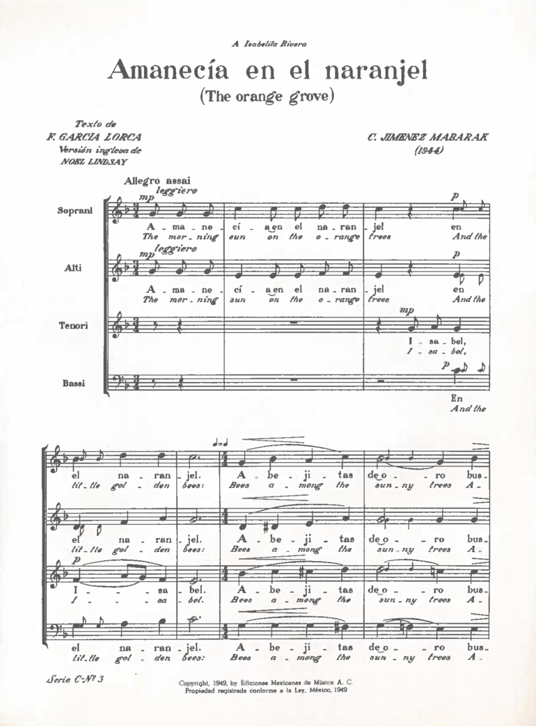 Amanecía en el naranjel [Coro] | Carlos Jiménez Mabarak - Imagen 2