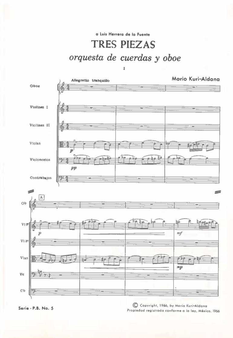 Tres piezas para Orquesta de Cuerdas y Oboe | Mario Kuri Aldana - Imagen 2