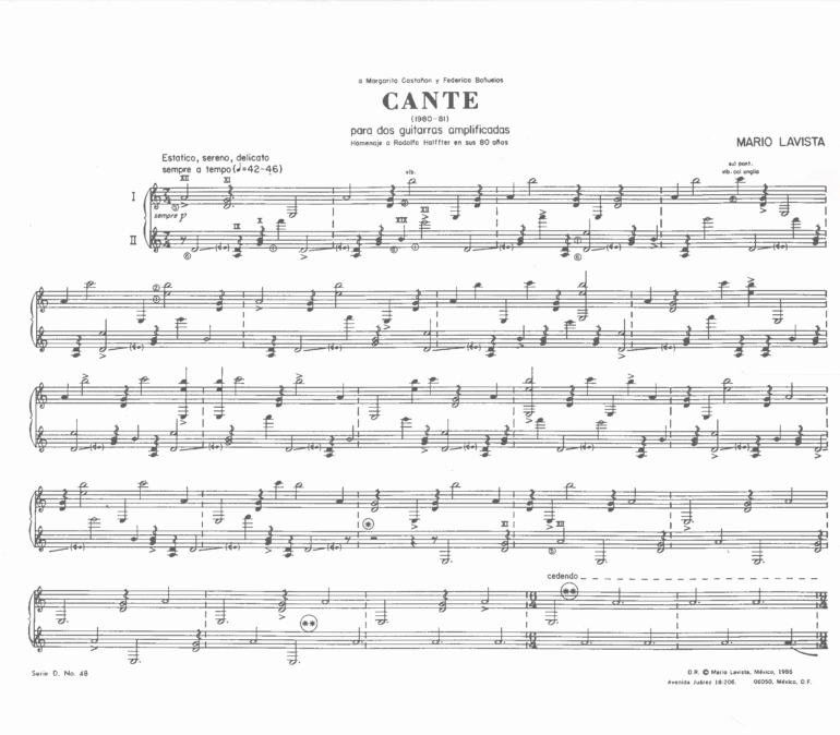 Cante [2 Guitarras] | Mario Lavista - Imagen 2