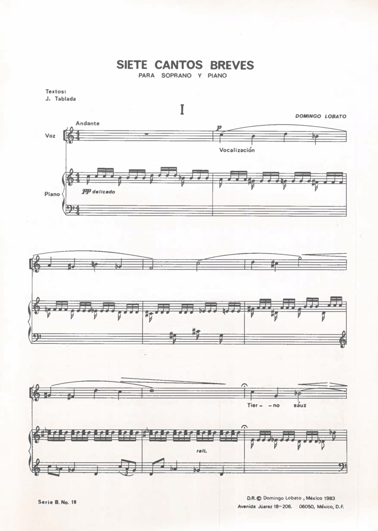 7 cantos breves [Voz y Piano] | Domingo Lobato - Imagen 2