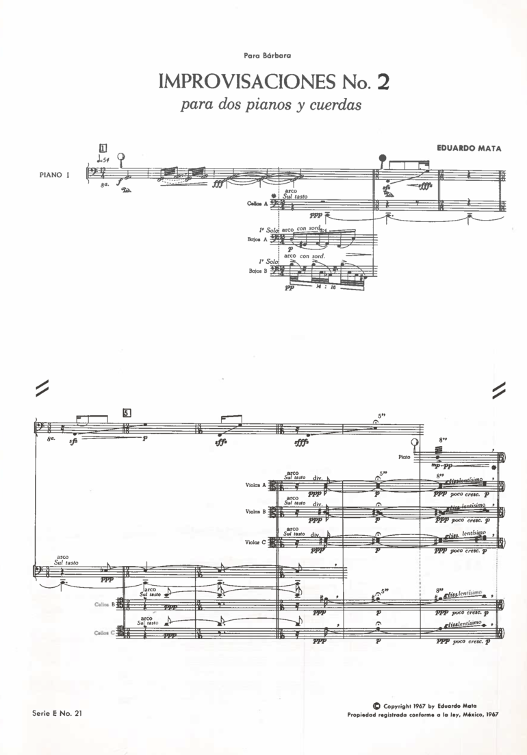 Improvisaciones No. 2 [2 pianos y cuerdas] | Eduardo Mata - Imagen 2