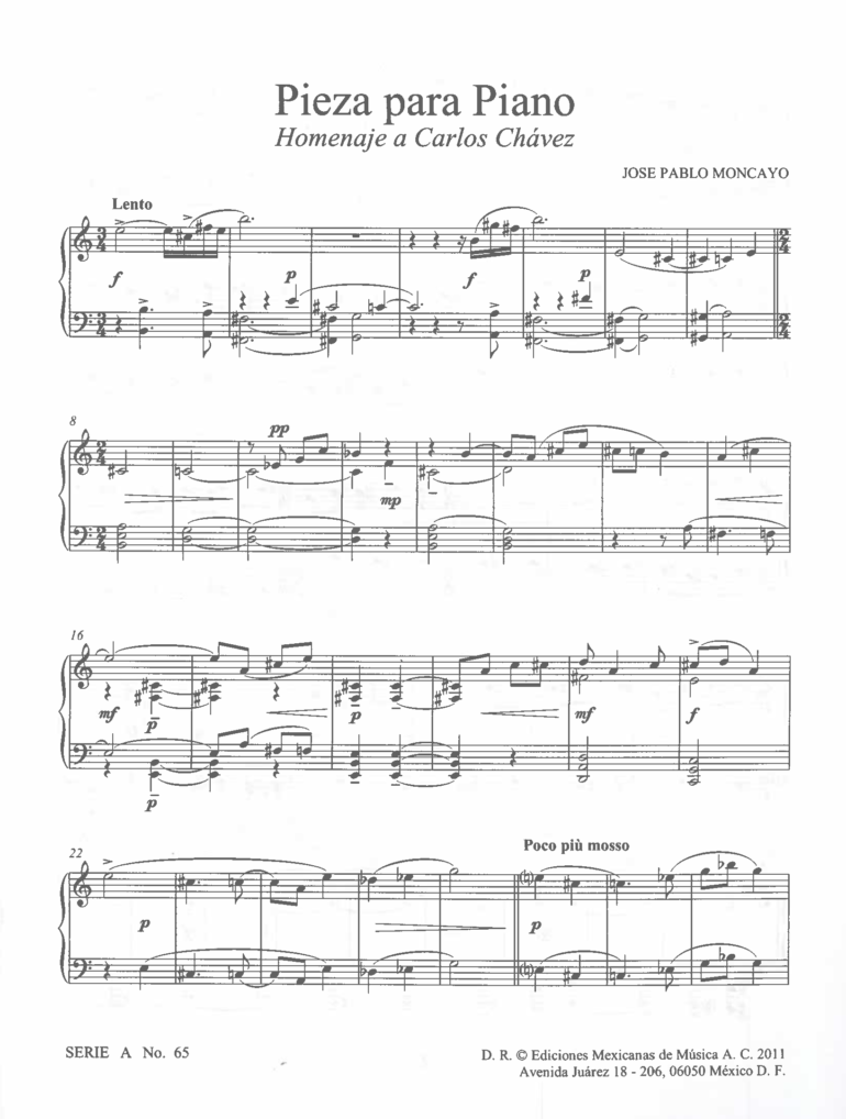 Homenaje a Carlos Chávez [Piano] | José Pablo Moncayo - Imagen 2