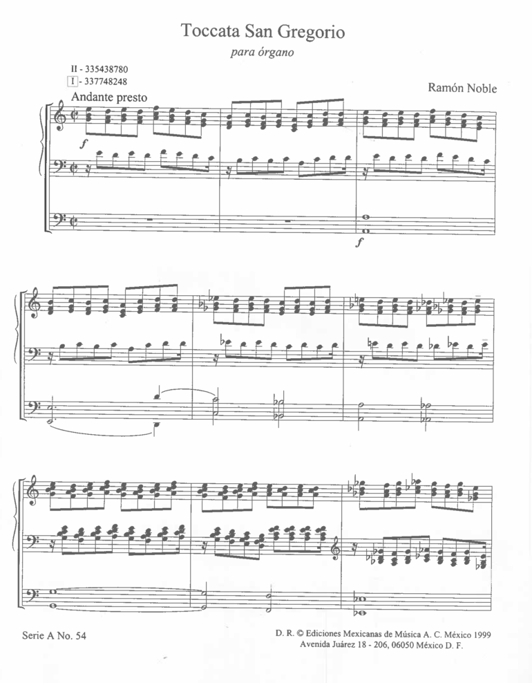 Toccata San Gregorio [Órgano] | Ramón Noble - Imagen 2