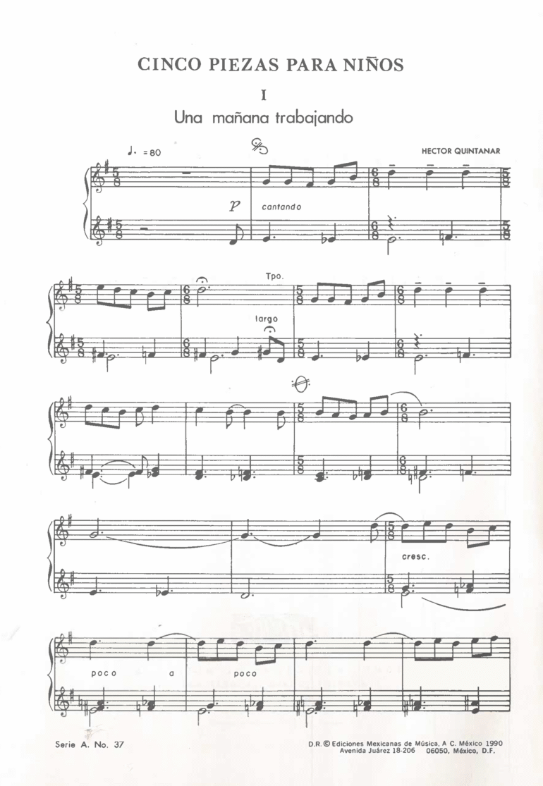 Cinco piezas para niños [Piano] | Héctor Quintanar - Imagen 2
