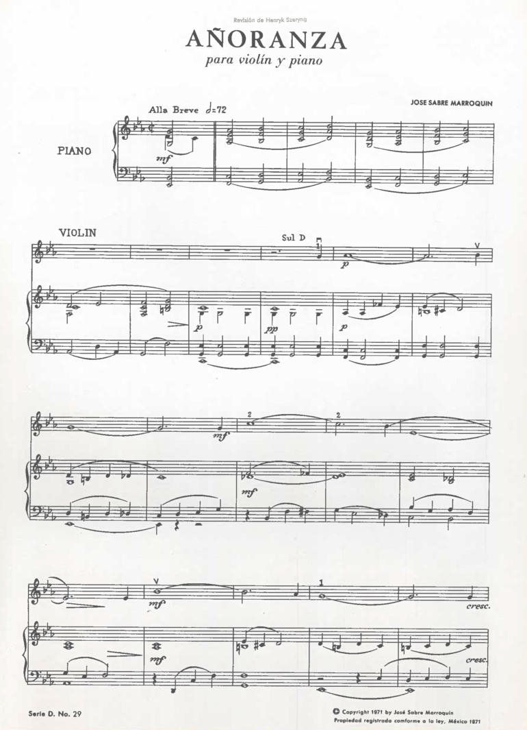 Añoranza [Violín y Piano] | José Sabre Marroquín - Imagen 2