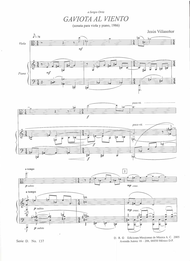 Gaviota al viento [Viola y Piano] | Jesús Villaseñor - Imagen 2