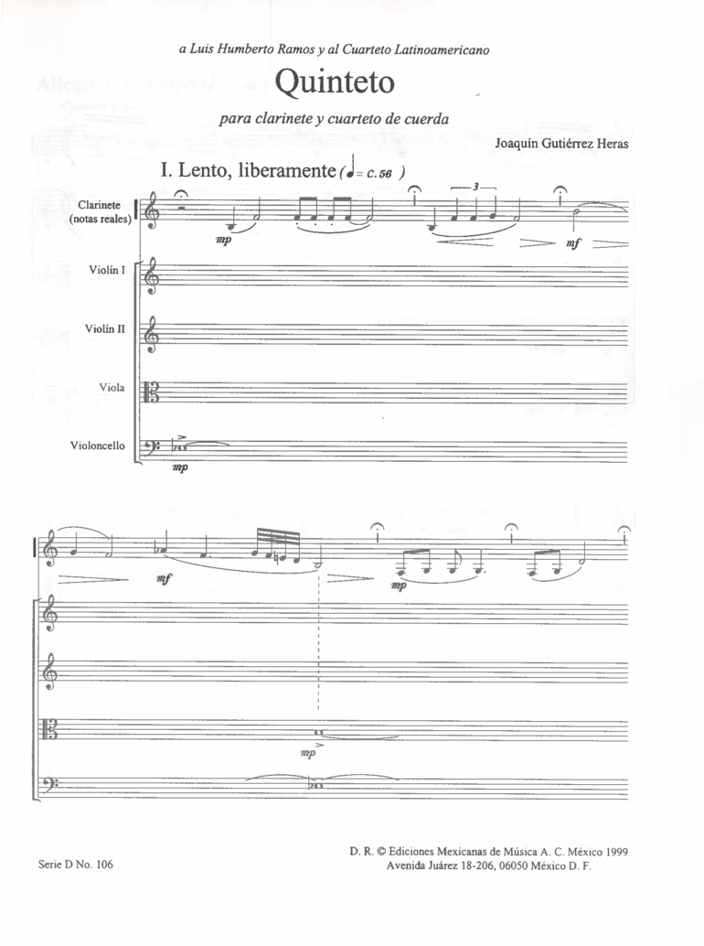Quinteto [Clarinete y Cuarteto de Cuerdas] | Joaquín Gutiérrez Heras - Imagen 2