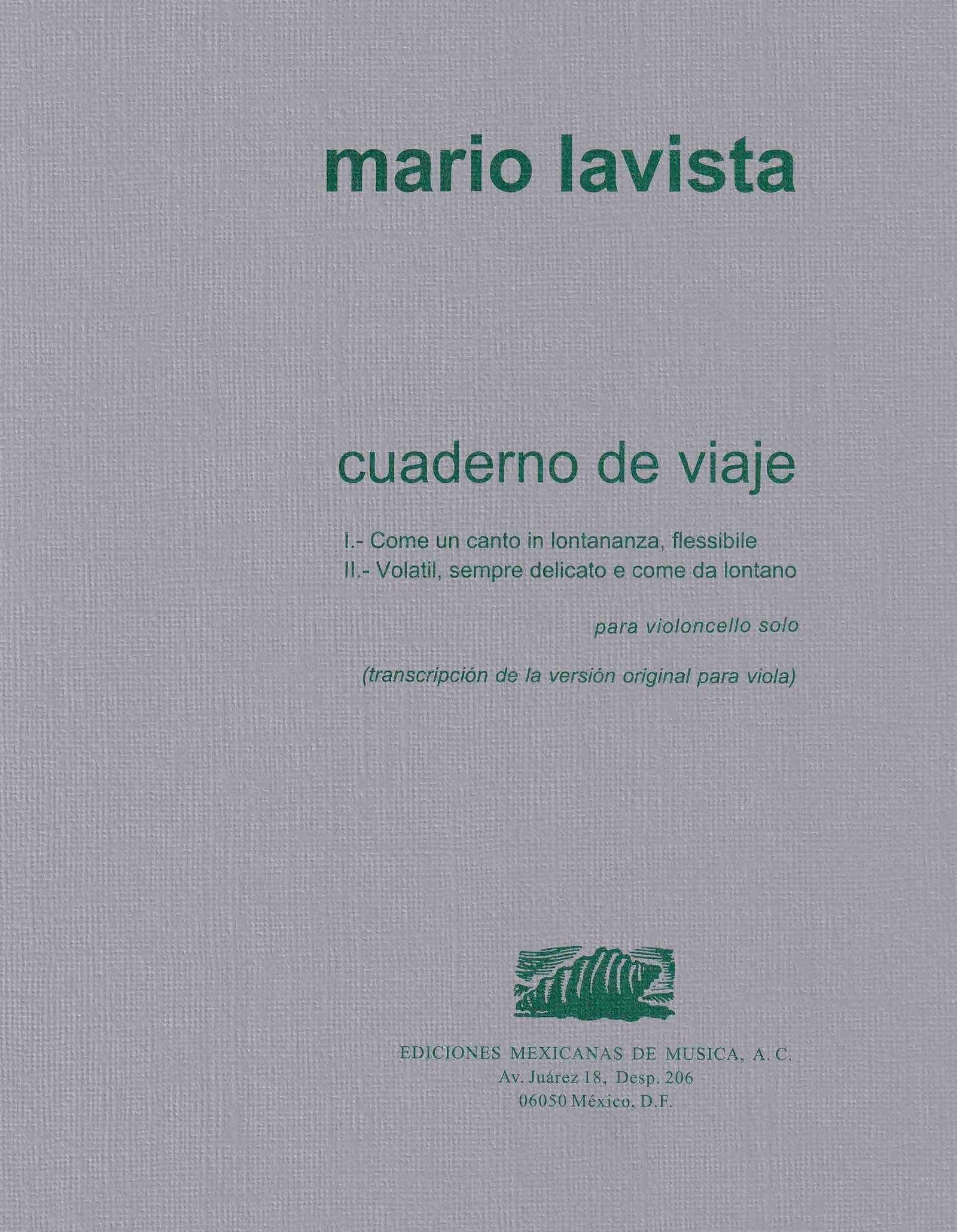 Cuaderno de viaje (violonchelo) | Mario Lavista