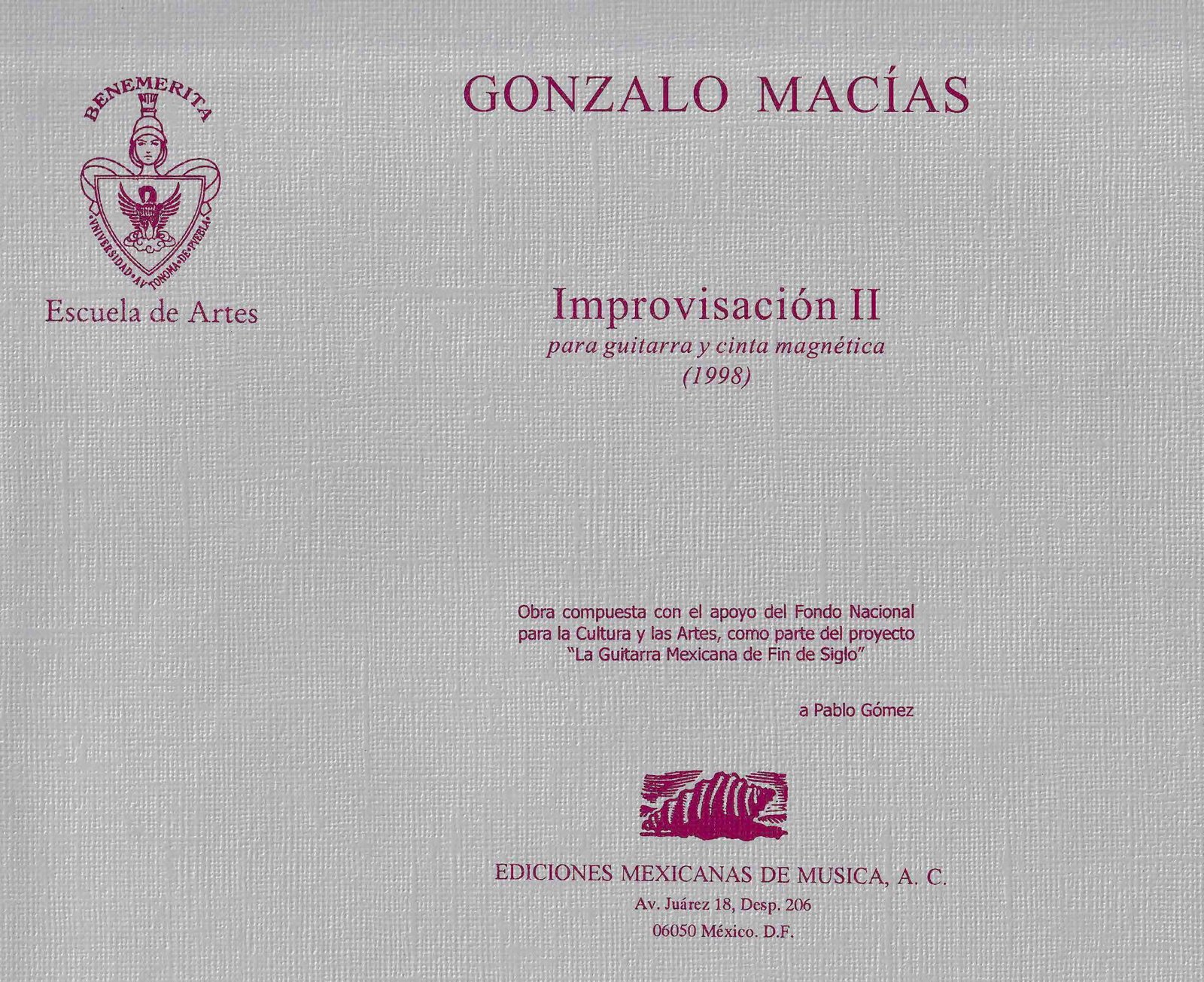 Improvisación II (guitarra y cinta magnética) | Gonzalo Macías