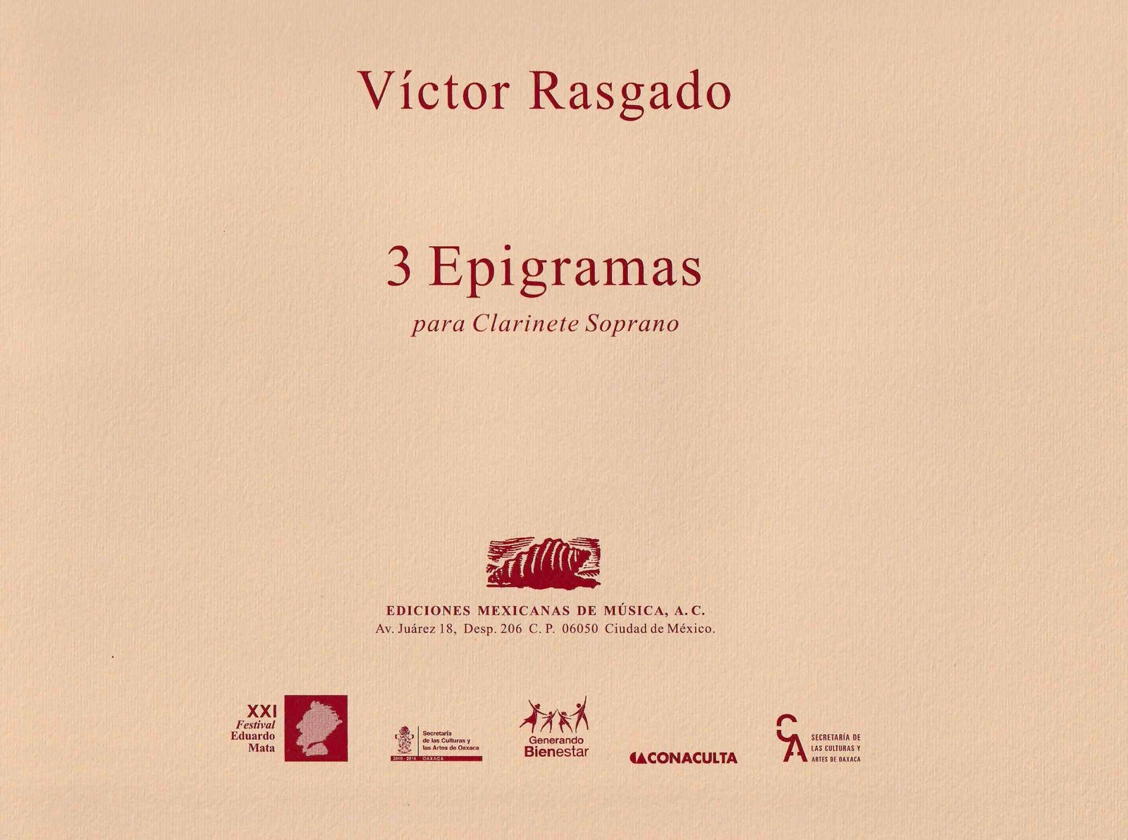 Tres epigramas (clarinete soprano) | Víctor Rasgado