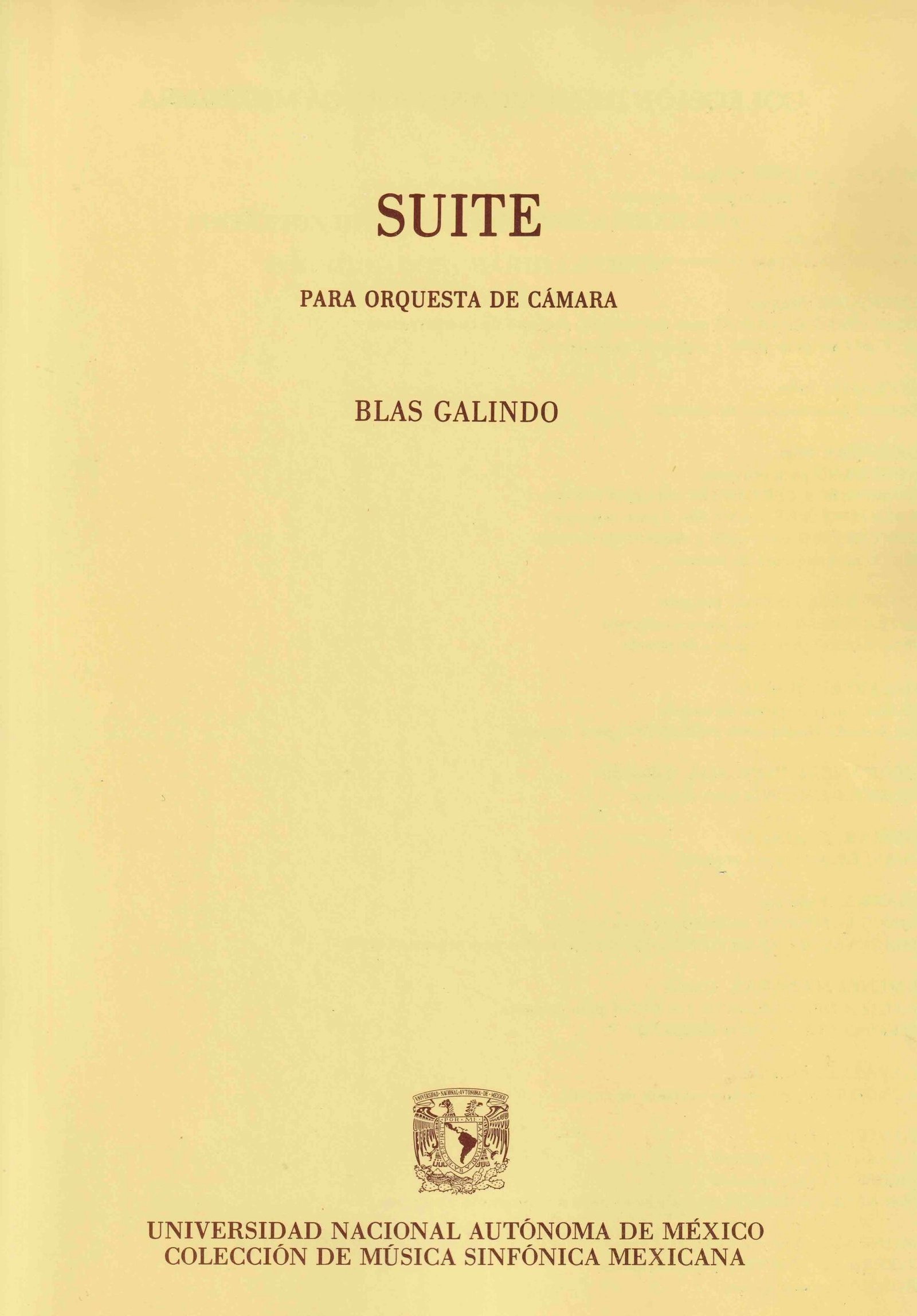 Blas Galindo | Suite para Orquesta de Cámara